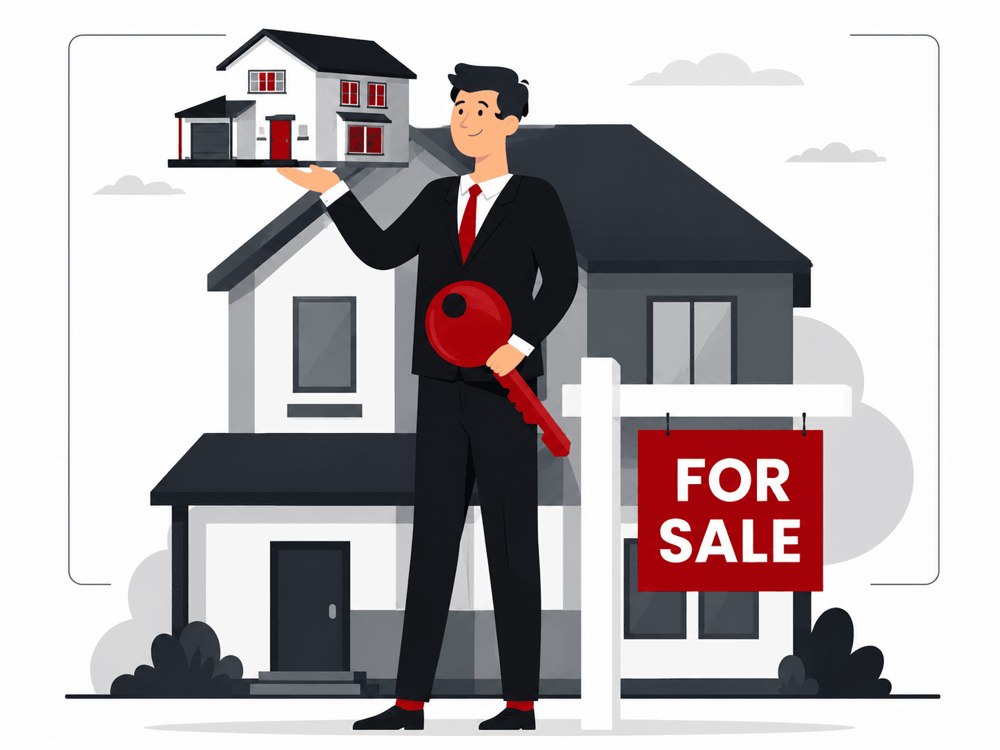 Buyers agent with property keys and home model